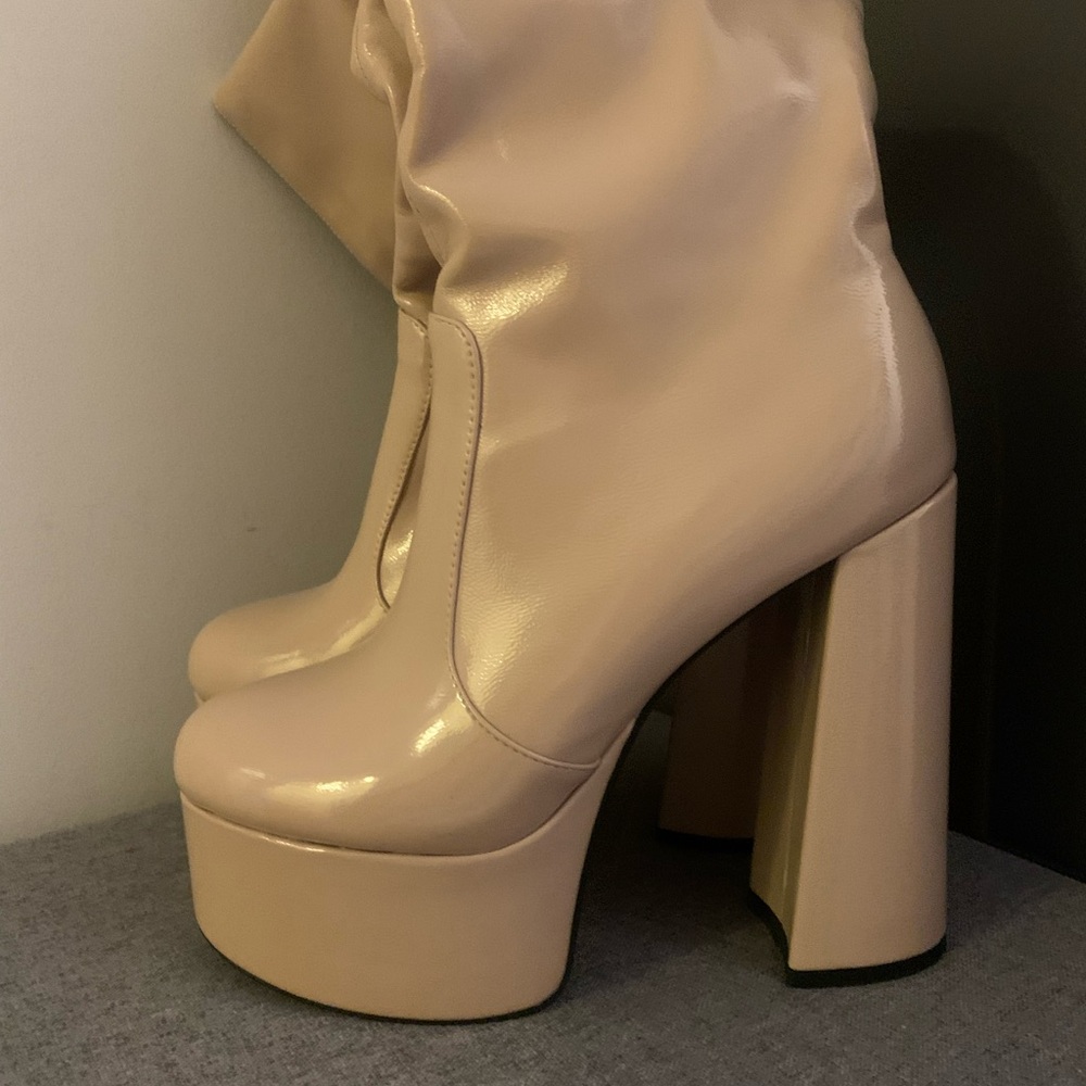 Elegant Cream Platform Boots